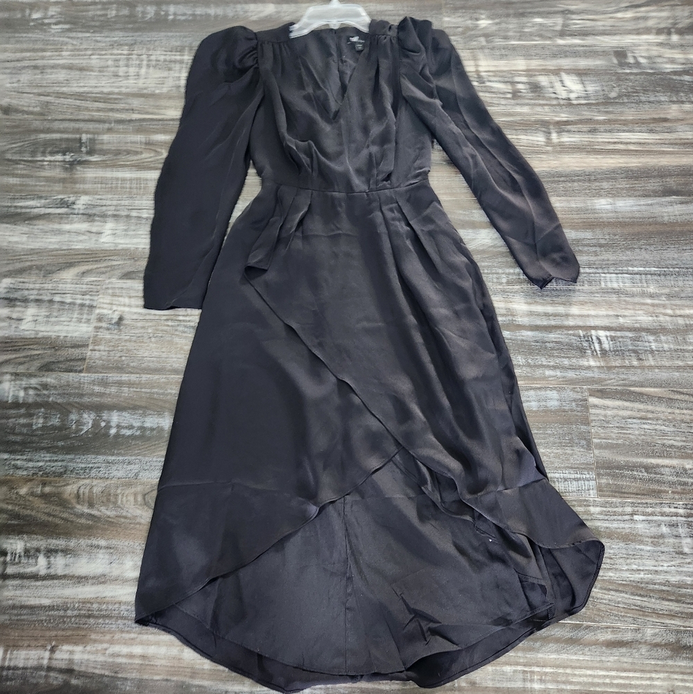 Express black satin long sleeve dress XS